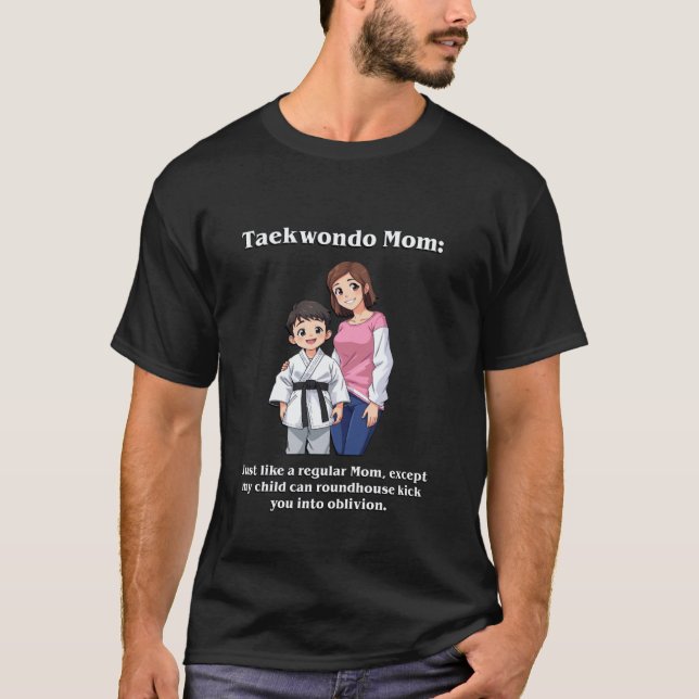 Taekwondo Mamma Mitt barn roundhouse Rollig kampsp T Shirt (Framsida)