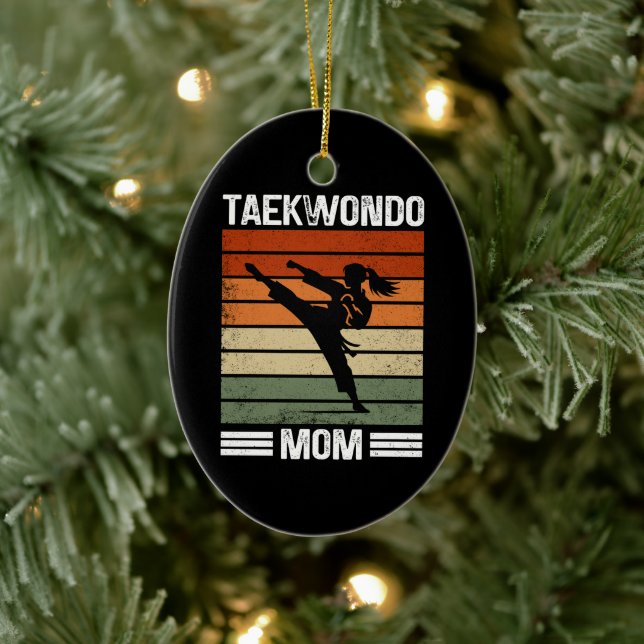 Taekwondo Mamma Retro Martial Arts Mamma Gift Julgransprydnad Keramik (Träd)