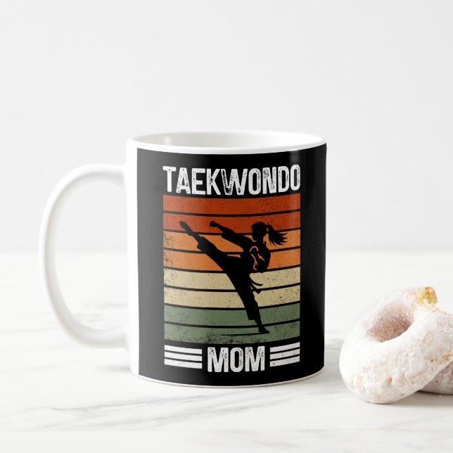 Taekwondo Mamma Retro Martial Arts Mamma Gift Kaffemugg (Med munk)