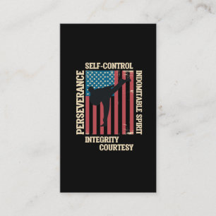 Taekwondo Martial Arts American Flagga Self Defenc Visitkort