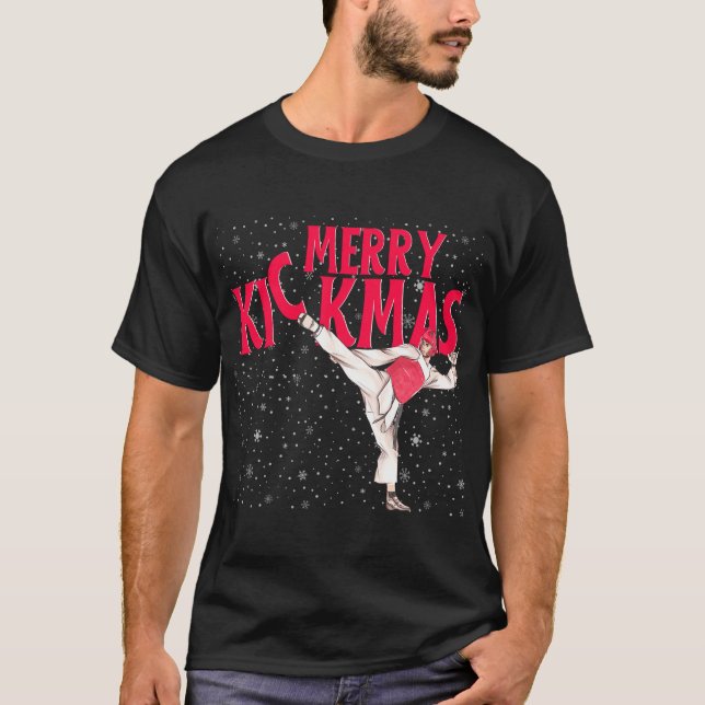 Taekwondo Merry Kickmas, God jul-gåvor T Shirt (Framsida)