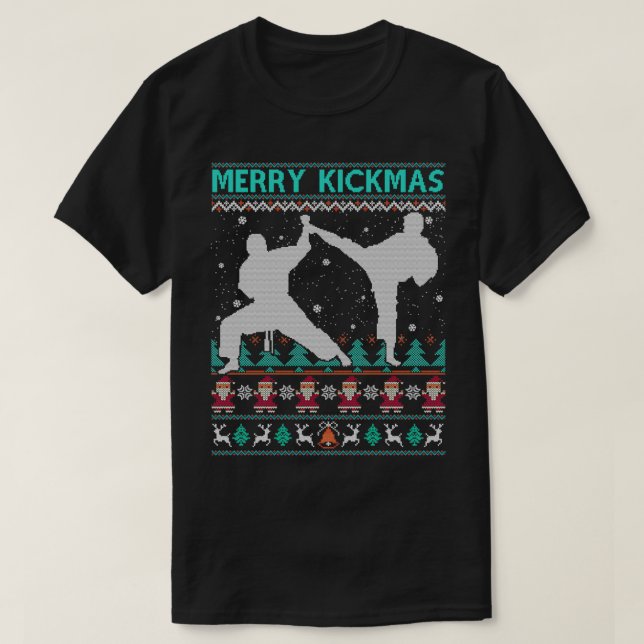 Taekwondo Merry Kickmas jul Martial Funny Ar T Shirt (Design framsida)