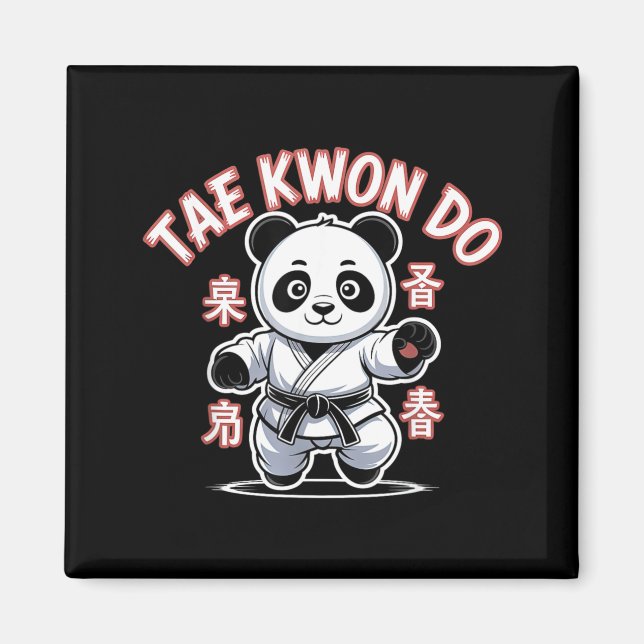 Taekwondo Panda Rolig Koreansk Tkd Magnet (Framsidan)