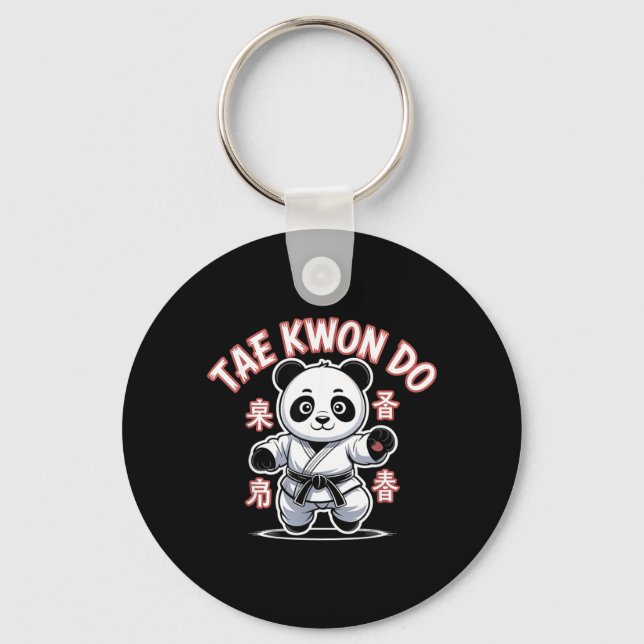 Taekwondo Panda Rolig Koreansk Tkd Nyckelring (Framsida)