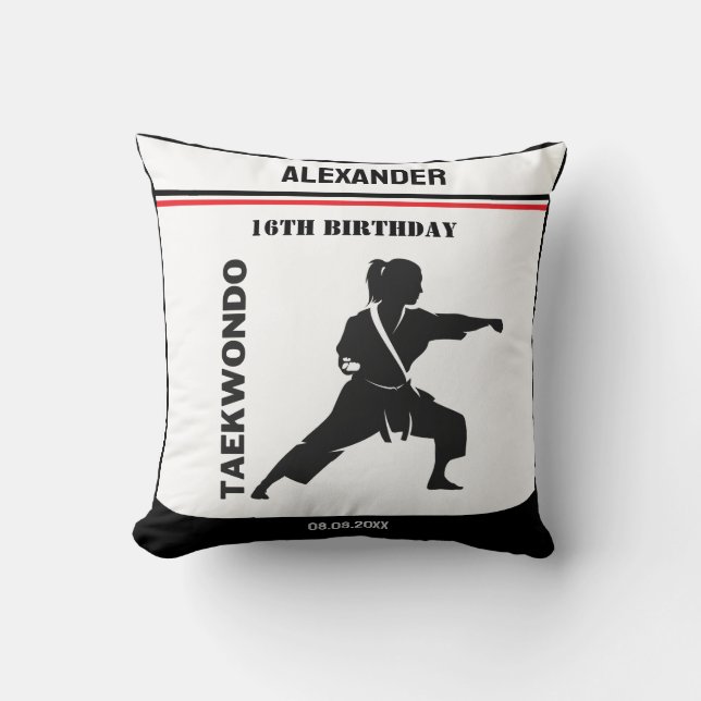 Taekwondo Player, Birthday Gift, Team Karate Kudde (Framsida)