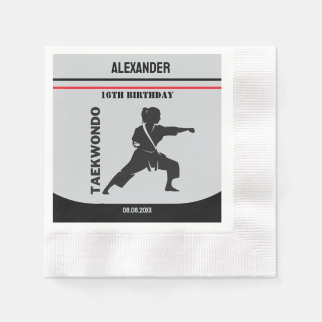 Taekwondo Player, Birthday Gift, Team Karate Pappersservett (Framsidan)