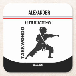Taekwondo Player, Birthday Gift, Team Karate Underlägg Papper Kvadrat