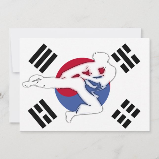 Taekwondo pojkefödelsedagsfest inbjudningar (Framsida)