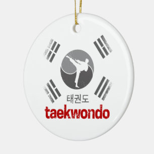 Taekwondo Retro Korea Flagga Martial Arts Vintage Julgransprydnad Keramik