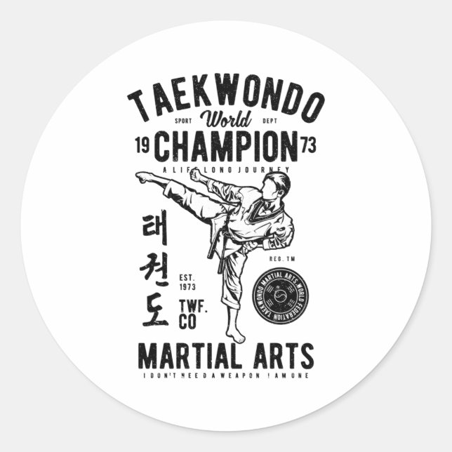 Taekwondo Runt Klistermärke (Framsida)