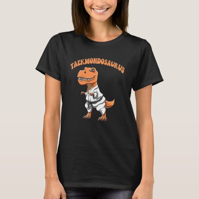 Taekwondo Saurus Dinosaur TRex Kärlek Martial Art T Shirt (Framsida)