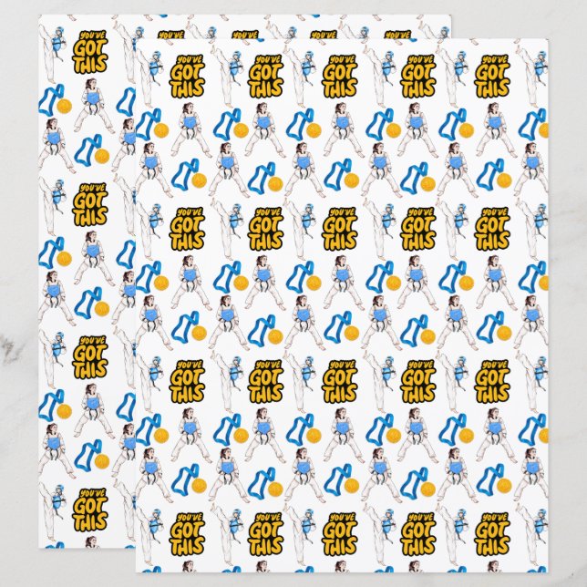 Taekwondo Scrapbookpapper (Flickor) (Fram/baksida)