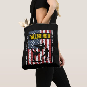 Taekwondo Self Contro American Martial Arts Flagga Tygkasse