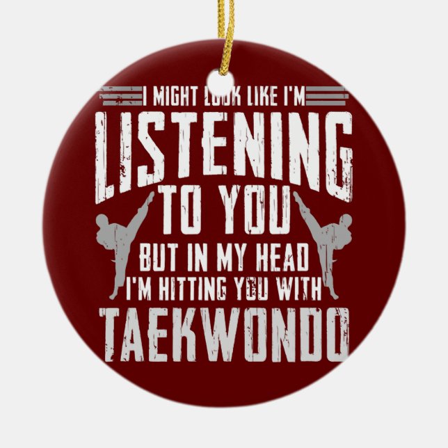 Taekwondo Self Defense Martial Arts koreanska  Julgransprydnad Keramik (Framsidan)