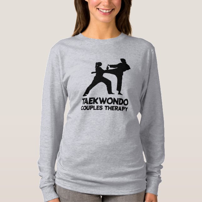 Taekwondo Sparring Couples Therapy T Shirt (Framsida)