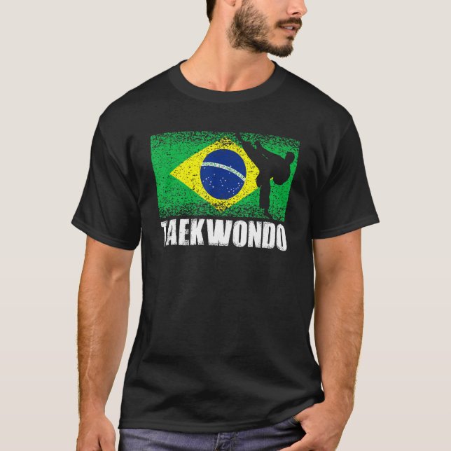 Taekwondo Sport Retro Brasilien Flagga Brasiliansk T Shirt (Framsida)