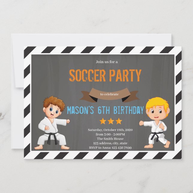 Taekwondo svart bälte tema Inbjudan (Framsida)