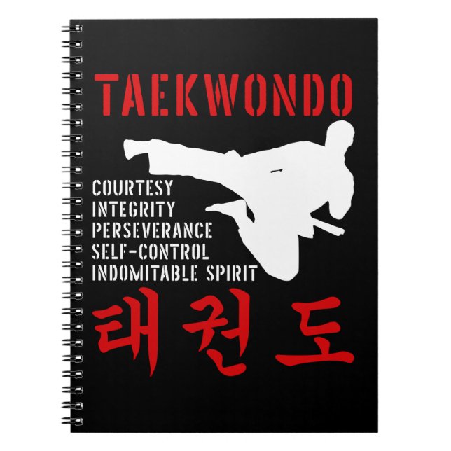 Taekwondo Tenets Martial Arts Anteckningsbok (Framsidan)