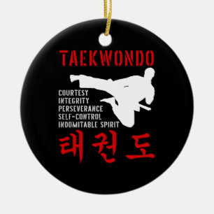 Taekwondo Tenets Martial Arts Julgransprydnad Keramik