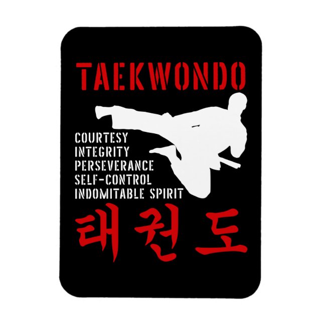 Taekwondo Tenets Martial Arts Magnet (Vertikal)