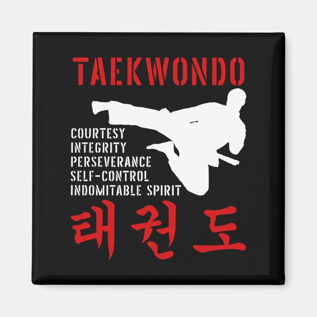 Taekwondo Tenets Martial Arts Magnet (Framsidan)