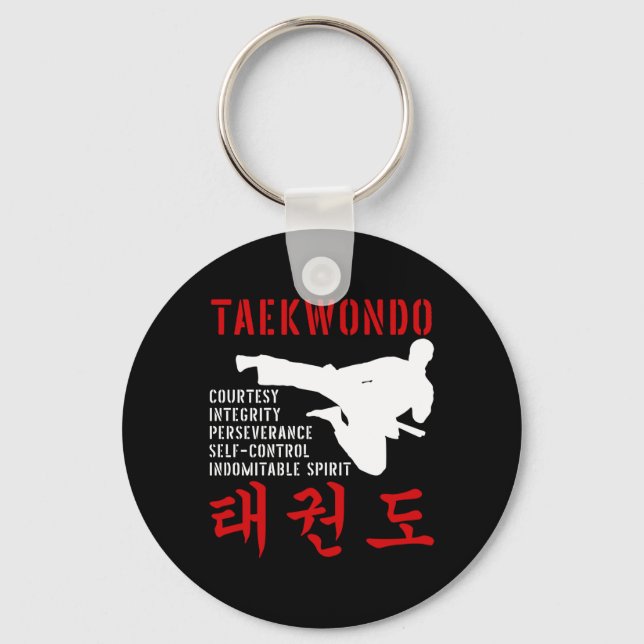 Taekwondo Tenets Martial Arts Nyckelring (Framsida)