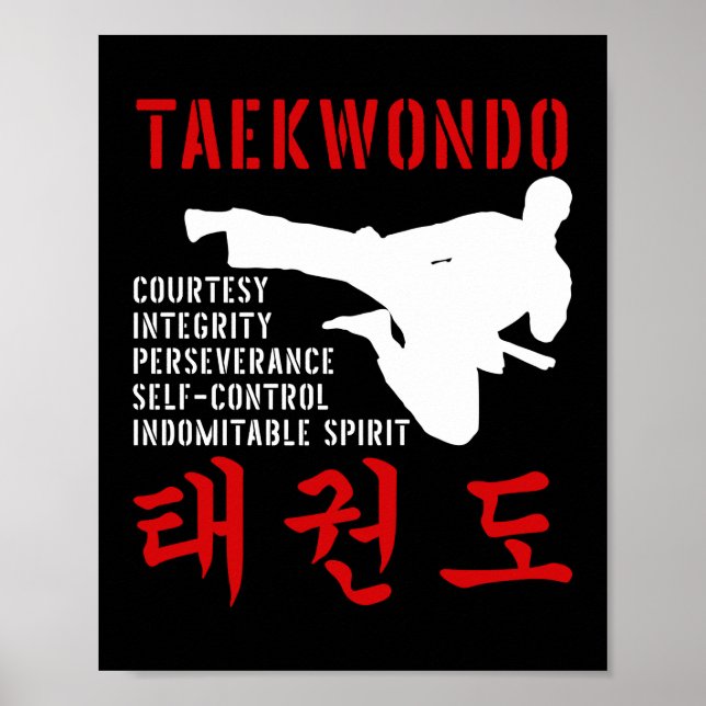 Taekwondo Tenets Martial Arts Poster (Framsidan)