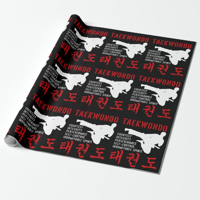 Taekwondo Tenets Martial Arts Presentpapper (Utrullad)