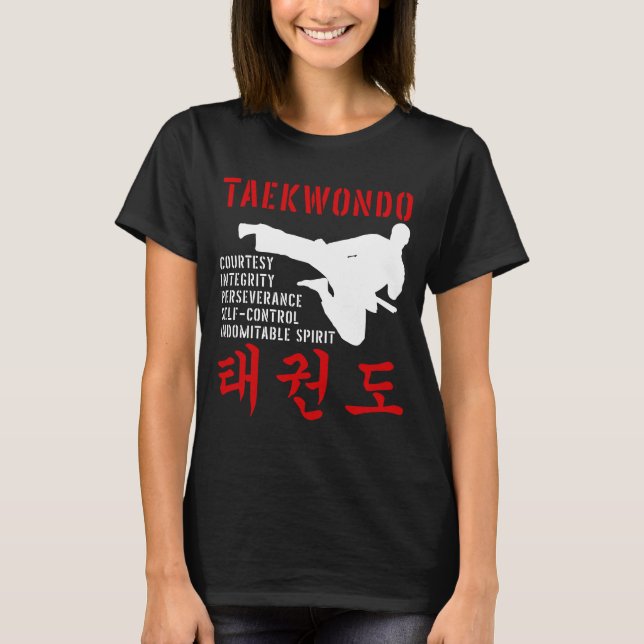 Taekwondo Tenets Martial Arts T Shirt (Framsida)