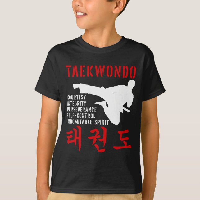Taekwondo Tenets Martial Arts T Shirt (Framsida)