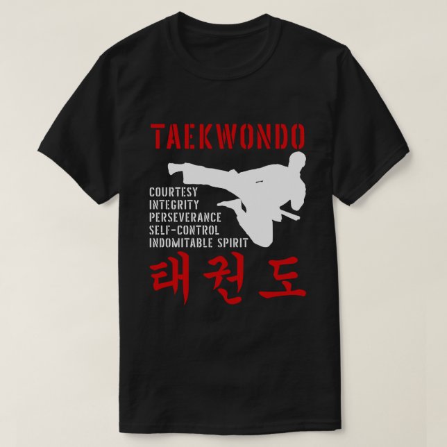 Taekwondo Tenets Martial Arts T Shirt (Design framsida)