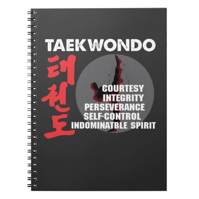 Taekwondo Tenets Martial Arts Tae kwon do Anteckningsbok (Framsidan)
