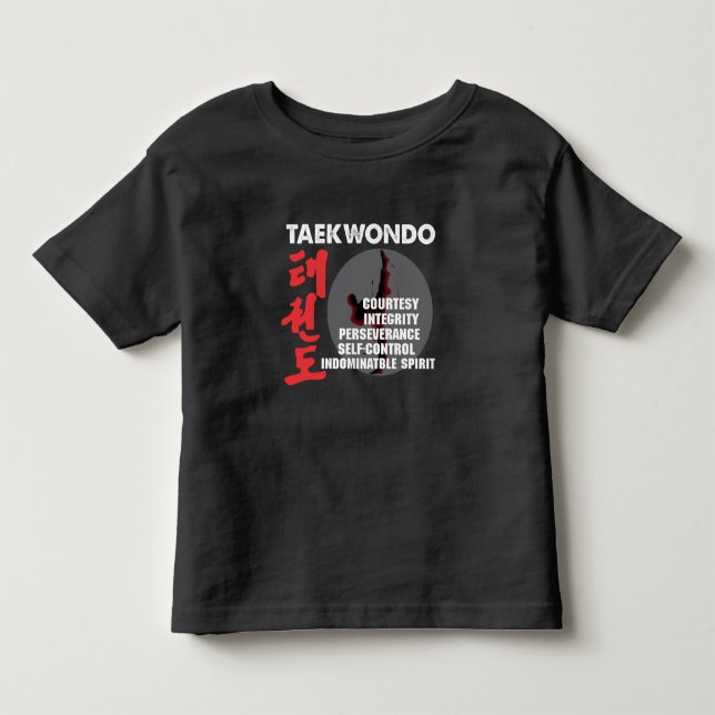 Taekwondo Tenets Martial Arts Tae kwon do T Shirt (Framsida)