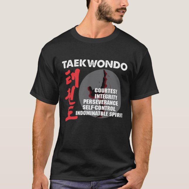 Taekwondo Tenets Martial Arts Tae kwon do T Shirt (Framsida)