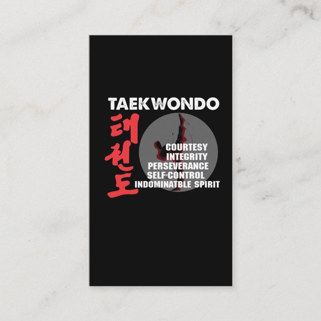 Taekwondo Tenets Martial Arts Tae kwon do Visitkort (Framsida)