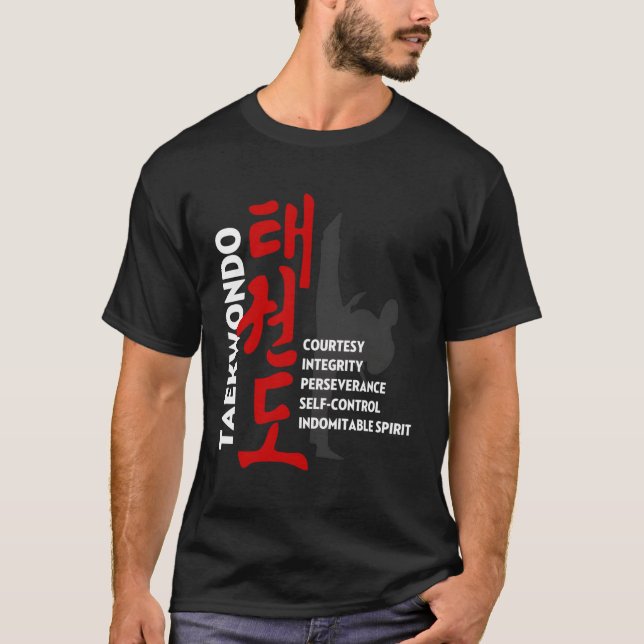 Taekwondo Tenets Shirt Martial Arts Graphic Tee (Framsida)