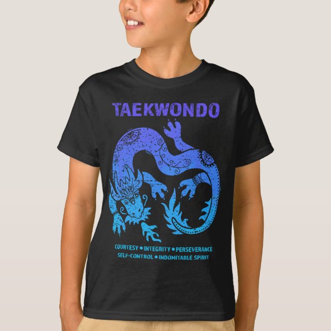 Taekwondo TKD Tae Kwon Do Dragon Art Martial Arts T Shirt (Framsida)