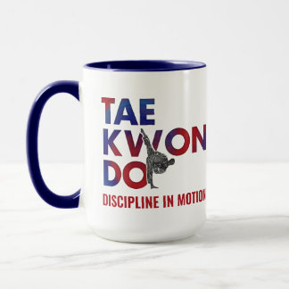 Taekwondo Typografi Design Högt Spark Silhuett Mugg
