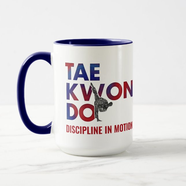 Taekwondo Typografi Design Högt Spark Silhuett Mugg (Vänster)