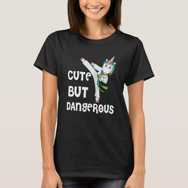 Taekwondo Unicorn  Cute But Dangerous Karate  Kids T Shirt (Framsida)