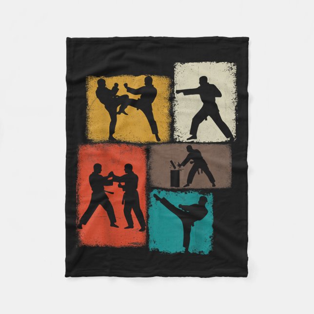 Taekwondo-utövare Collage Män Barn Tränare Fleecefilt (Framsidan)