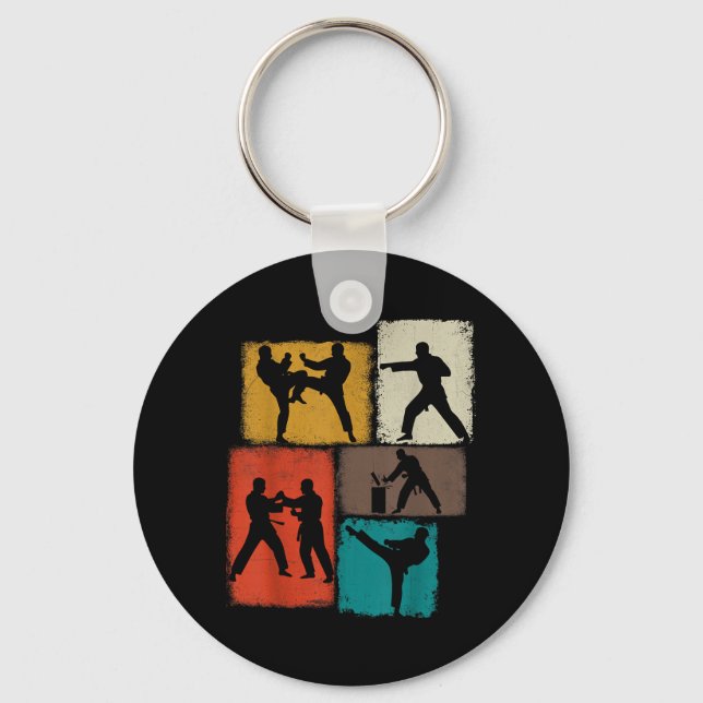 Taekwondo-utövare Collage Män Barn Tränare Nyckelring (Framsida)