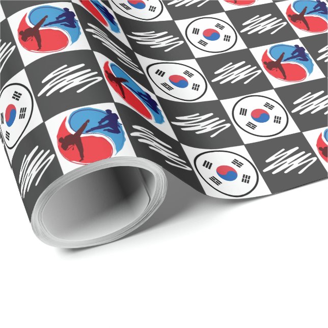 Taekwondo Wrapping Papper Presentpapper (Rullad Hörn)