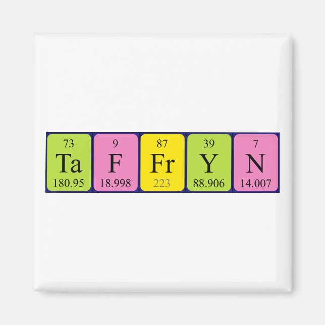 Taffryn periodisk bord namn magnet (Framsidan)