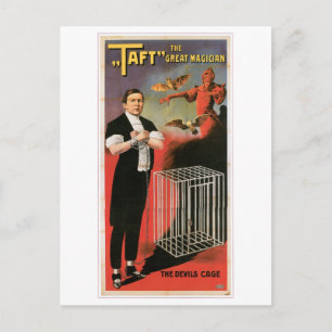 Taft ~ Magician Djävulen Cage Vintage Magic Act Vykort