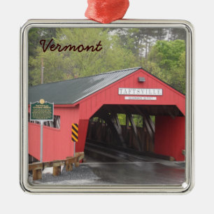 Taftsville täckte överbryggar, Vermont Julgransprydnad Metall