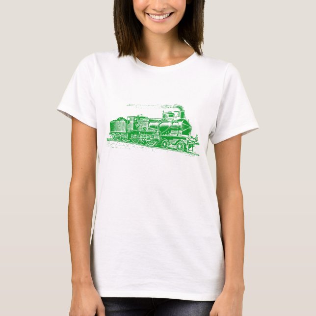 Tåg 03 - Grönt av gräs T Shirt (Framsida)