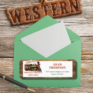 Tåg 2:a födelsedagen Party Chugga Chugga 2:a Returadress Etikett
