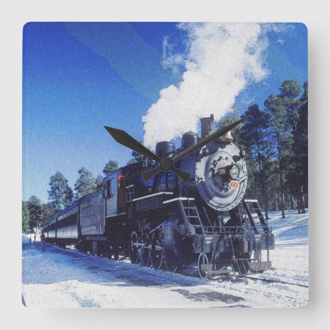 Tåg 3 Kläder Fyrkantig Klocka (Framsida)