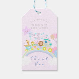 Tåg Animals Baby Pastel Rosa Presentetikett